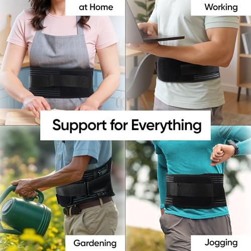Image of Frido Ultimate Lumbo Sacral Belt For Women & Men | Lumbar Support Belt For Back Pain, Posture, Spine Alignment | Adjustable Straps | Waist Belt For Pain Relief | Black | (M) (30-34 Inches)