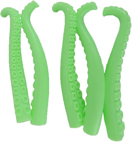 5 marionetas de tentáculo de dedo de silicona verde que brillan en la oscuridad