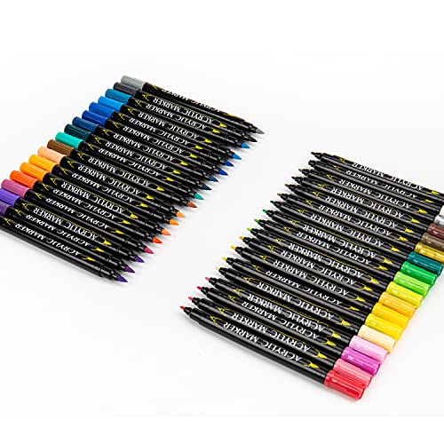 CeleMoon 36 Colors Acrylic Paint Pens, Dual Tip Painting Markers Set with Fine & Brush Tips for Wood, Easter Egg, Canvas, Stone, Rock Painting, Glass, Ceramic Surfaces, DIY Crafts Making Art Supplies - Thumbnail 7