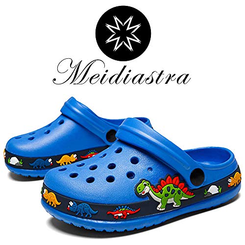 Garden Clogs Shoes Sandals Cute Cartoon Summer Animal Home Room Lightweight Slip On Sandals Shower Slides Non-Slip Shoes Sport Kids Child Children Baby Boys Girls Toddler/Little Kid Dinosaur Blue 25 #TOP1
