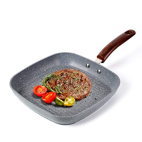 MOKIKA Quality Grill Pan, Nonstick Griddle Square Grill Pan, Featuring Granite Coating,