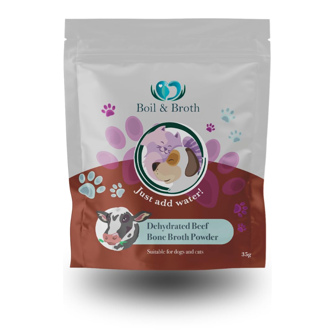 Brodo di manzo bollire e brodo per cani | 100% puro brodo proteico in polvere | Fino a 21 porzioni | Collagene bovino di tipo II | Ossa alimentate con erba britannica | Grado umano | Anca e