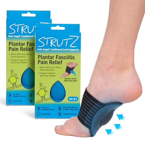 Strutz Sole Angel - The Original Patented Arch Support and Compression Technology - Plantar Fasciitis Support - Ease Discomfort and Improve Mobility - Metatarsal Foot Pads for Women and Men - 2 Pack