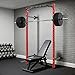 GAOMON Commercial Wall Mounted Squat Rack, Heavy Duty Carbon Steel Home Gym Equipment with Multi-Grip Pull Up Bar, j-Cups & Landmine Attachment for Home and Garage Gym, Red
