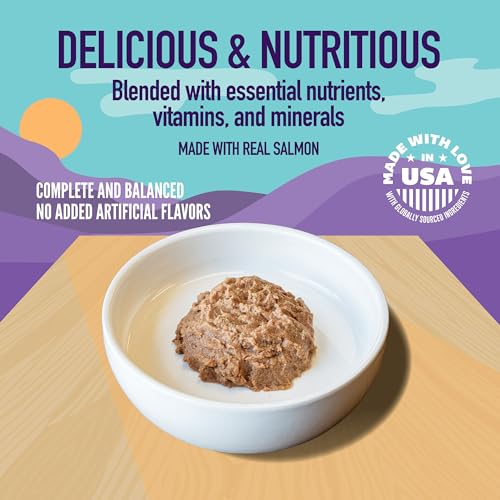 Image of A Strong Heart Split Cup Wet Cat Food, Salmon Entree - 2.6 oz Split Cups, 20 Servings (Pack of 10), Made in The USA with Real Salmon & Poultry