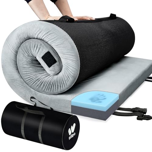Willpo Memory Foam Camping matratze 191 x 96 x 7 cm - Outdoor Isomatte Zeltmatratze, wasserdicht Klappmatratze Gästematratze mit Abnehmbare Bezug&Tasche Grau