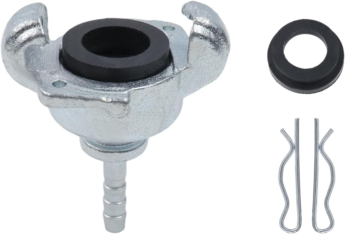 1/4 Inch Hose Barb Chicago Air Hose Fitting 4Pcs, Universal Coupling with 2 Lug, Male End, for Air Tools and Compressor, with Rubber Bushing & Locking Pins