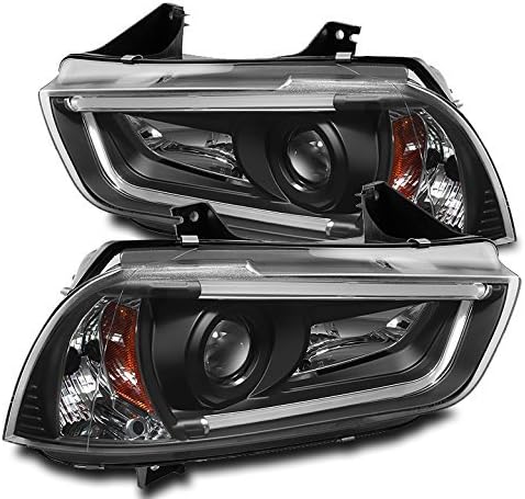 Dodge Charger 4D LED DRL nuevo juego de faros delanteros de proyector en barra, negro
