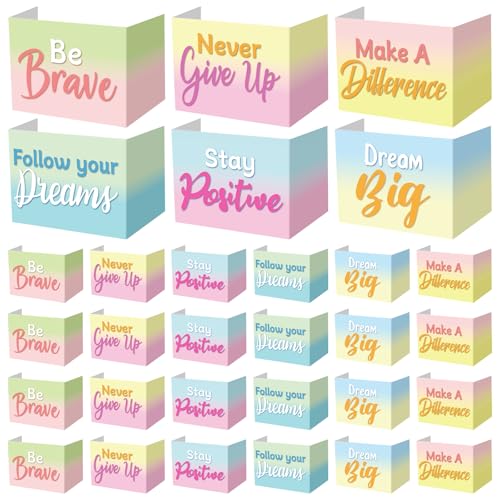 Honoson 24 Pcs Bulk Inspirational Privacy Folders for Students Cardboard Test Privacy Boards Motivational Words Desk Dividers Shield for Classroom School Study Supplies, 6 Styles (Macaron)