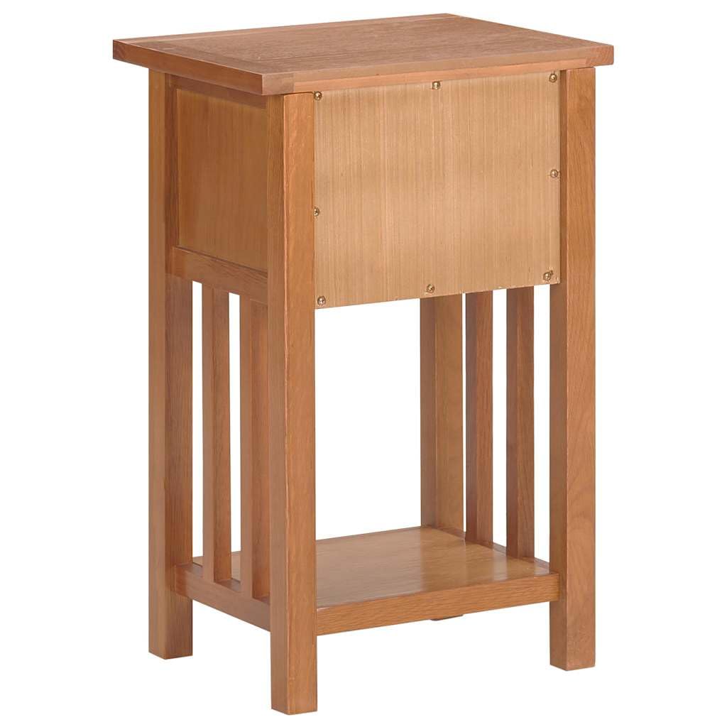 Table porte-revues en bois massif de chêne avec tiroir et étagère 35 x 27 x