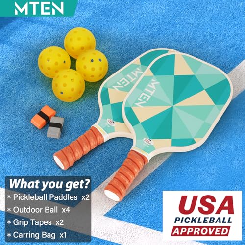 Image of MTEN Pickleball Paddles Set of 2 /4 /1, USAPA Approved Fiberglass Rackets