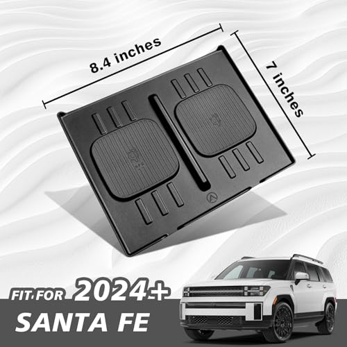 Image of Muslogy Center Console Inserts Compatible with 2024 2025 2026 Hyundai Santa Fe Accessories, Center Console Wireless Charger Protective Mat Liner Anti-Slip Phone Charge Area Charging Protection