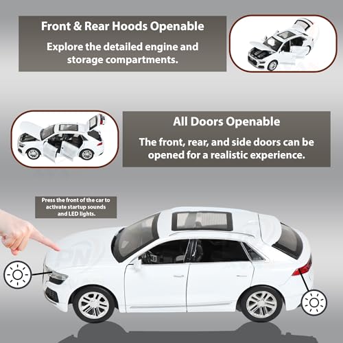 Image of Alloy Metal Pull Back Die-cast Car 1;24 Various Models with Sound & Music, Toy Cars for Kids Durable and Fun Gift for Boys and Girls (Audi CZ09- White)
