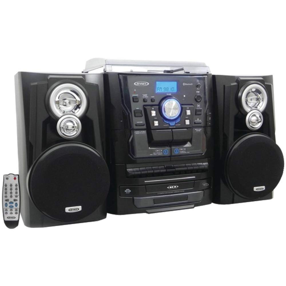 Photo 1 of JENSEN® Bluetooth® 3 Speed Stereo Turntable 3 CD Changer Music System with Dual Cassette Deck, Pitch Control and Remote Control