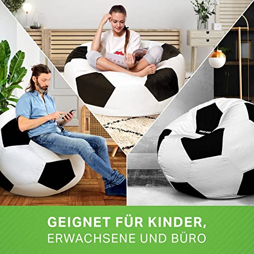 Green Bean Fußball-Sitzsack fertig befüllt 250L EPS Perlen - Kinder & Erwachsene 90cm Bean Bag...