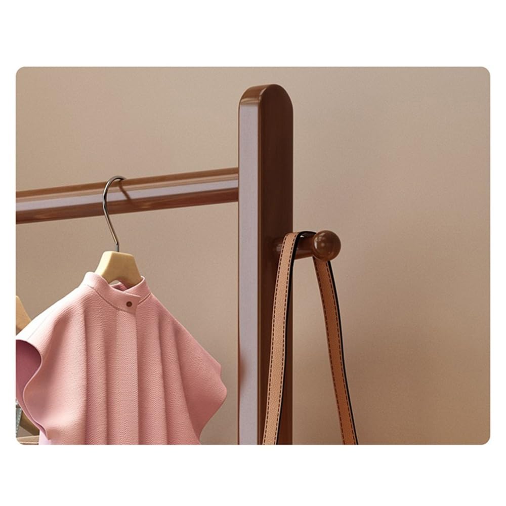 GLigeT Garderobenständer Massivholz-Garderobenständer, Boden-Schlafzimmer-Kleiderständer, Wohnzimmer-Lagerregal, einfacher vertikaler Balkon-Kleiderständer Jackenständer(Walnut)