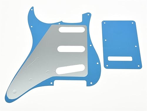 Miniatura 2 de KAISH Protector de púas SSS de 11 agujeros con placa trasera STStrat para StratocasterStrat, fabricado en Estados Unidos y México, espejo plateado