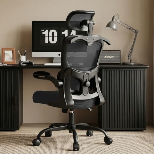 Image of AreShark Office Chair Ergonomic Desk Chairs with Adjustable Lumbar Support& Headrest Hanger, High Back Breathable Mesh Chair with Wheels, Rolling Swivel Comfy Task Computer Chair for Home Work Gaming