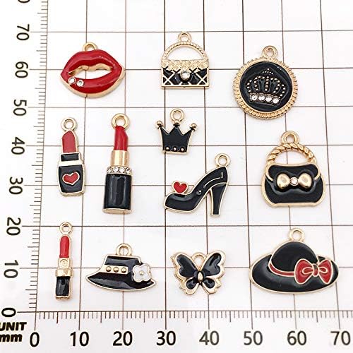TSJ 24 PCS Assorted Enamel Charms Black Jewelry Making Pendants Lady Fashion Women Makeup DIY Charms for Necklace Bracelet Earrings - Image 4