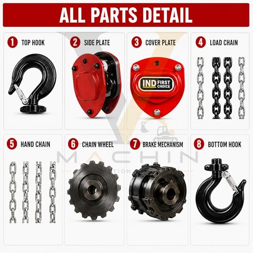 Image of VM 3 Ton 3 Meter Chain Pulley Block Heavy Duty Manual Chain Hoist for Construction, Warehouse, Industrial Material Lifting