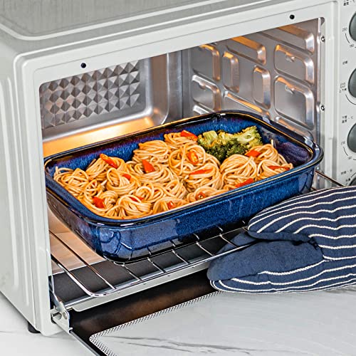 Ceramic Baking Dish Set Of 3, Porcelain Bakeware Set For Cooking, Larege Oblong Casserole Dish, Rectangular Baking Tray For Cooking, Reactive Glaze, Oven, Dishwasher And Microwave Safe (Blue) #TOP5