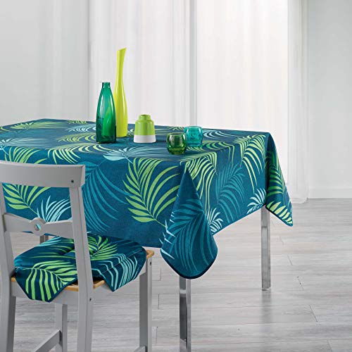 Douceur d'Intérieur NAPPE RECTANGLE 150 x 240 CM POLYESTER IMPRIME BLUE VEGETAL BLEU