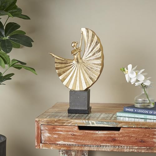 Escultura decorativa bailarina de polystone dorada 11x4x17 in miniatura 2
