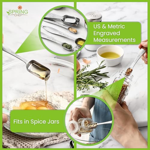 Image of Spring Chef Stainless Steel Measuring Cups and Spoons Set of 10, Nesting Kitchen Metal Measuring Cups and Spoons Set for Dry and Liquid Ingredients, Perfect for Cooking & Baking