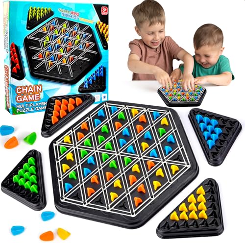Pipihome Triangle Board Game, Chain Triangle Chess Game Age 3+, Rubber Band Game for Adults & Kids