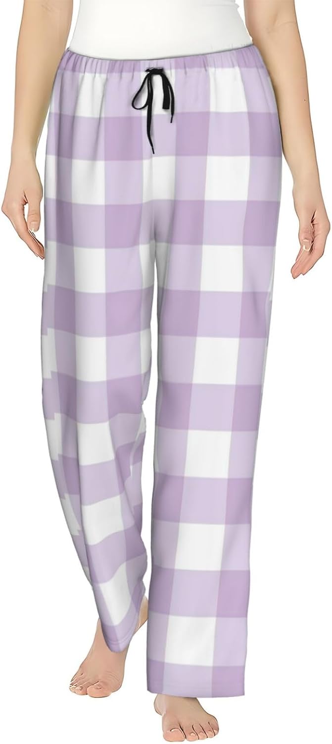 Women'S Soft Pajama Pants,Comfy Casual Retro Florals Purple Lounge Pants With Pockets,Sleep Pajama Bottoms For Women