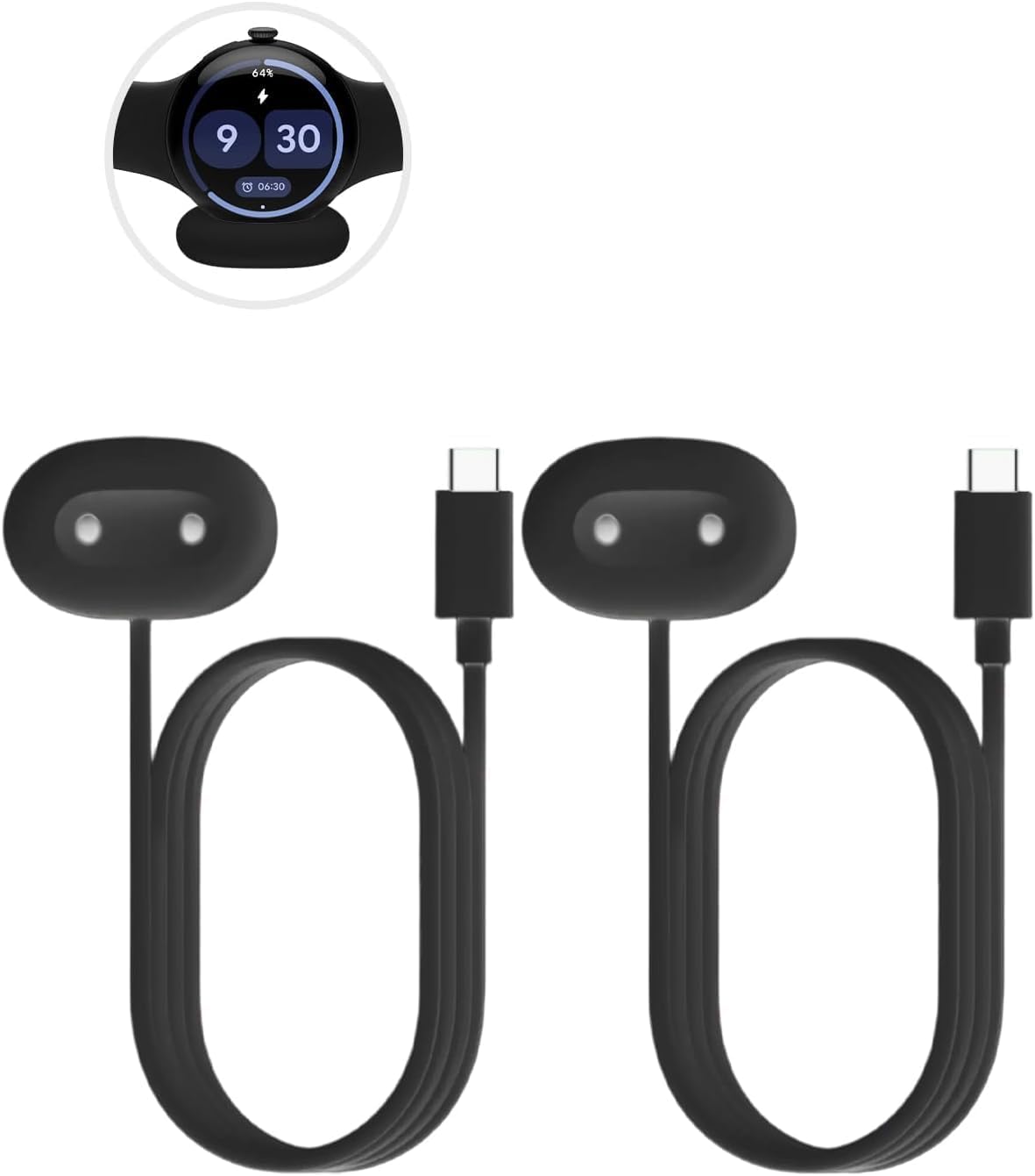 Confezione da 2 cavi di ricarica per Google Pixel Watch 4 41 mm/45 mm, cavo di ricarica rapida magnetico di tipo C, caricabatterie magnetico portatile compatibile con Google Pixel Watch 4