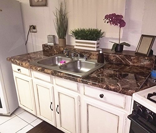 UPREDO Brown Marble Contact Paper Granite Look Marble Effect Countertops Gloss Vinyl Kitchen Bathroom Table Desk Sticker Film 12inch by 79inch (Brown) - Thumbnail 3