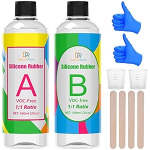 Silicone Liquide – 1,000ml Caoutchouc de Silicone Souple pour Fabrication de Moules en Silicone – Mélange au ratio facile 1:1 pour Moules en Résine, Moulage, Fabrication Resin, Manuelle, Artisanat