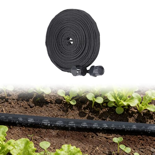 Double Layer Soaker Hose for Garden Beds - 25FT 3/4 Heavy Duty Linkable Flat Drip Irrigation Hose Save 85% Water for Lawn Flower Bed Vegetable Field Effective Watering