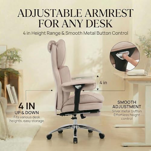 Image of Efomao Big & Tall Desk Chair, Wide Executive Office Chair with Footrest Blue