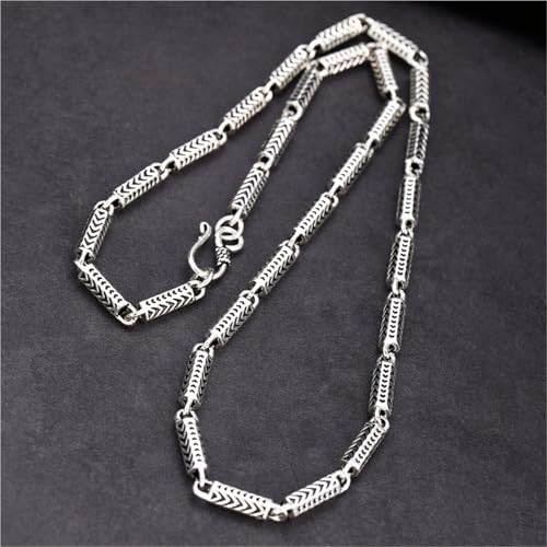Collier perles hommes baril chaîne argent vintage polyvalent - 6