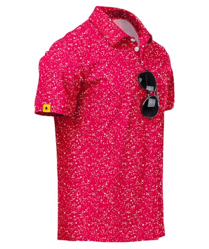 Image of ZITY Mens Golf Polo Shirts Short Sleeve UPF 50+ Performance Moisture Wicking Print Pattern Casual Collared Golf Shirt for Men