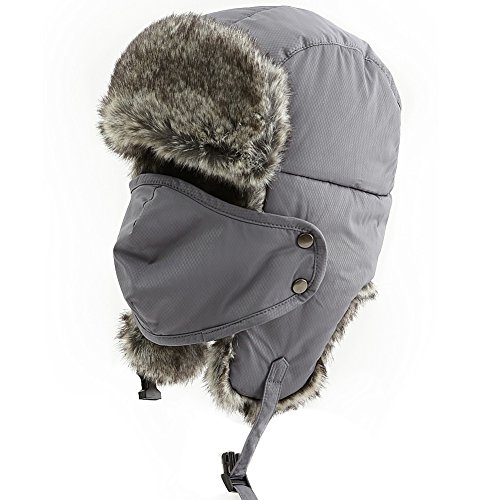 Jeff & Aimy Mens Invierno Trapper Caza Sombrero Oído Flaps Rusia Ushanka Clima frío esquí Bombardero Viaje Gris Cover