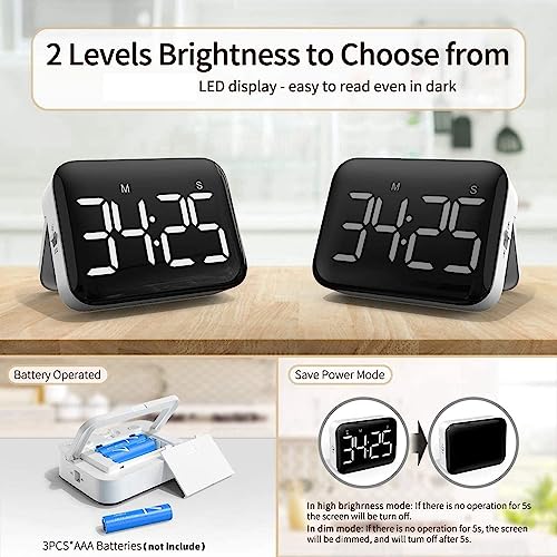 Lot de 3 minuteries de cuisine numériques magnétiques LED