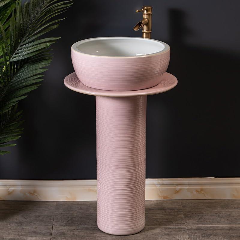 Bathroom Countertop Vessel Sink Household Pedestal Sink Wash Basin Ceramic Floor-standing Bathroom Pedestal Sink Vanity