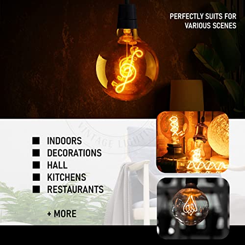 LEDSone Decorative Ambient Angle Retro LED G125 Music Bulb Light LED Lamp for Cafes Restaurants Bars Clubs Living Room (Style 11) - Image 2
