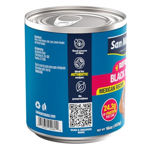 Image of San M. Refried Black Beans, 16 Ounce