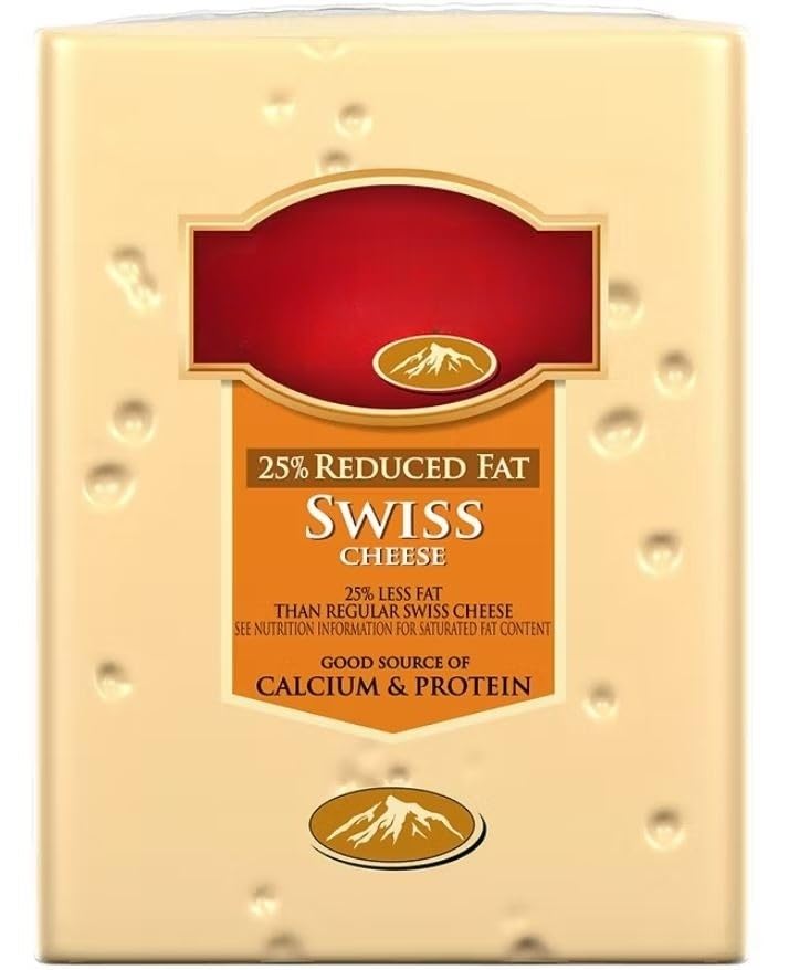 Lace 25% Reduced Fat Swiss Cheese , Is a good source of calcium and protein , Melts well, making it perfect for burgers, sandwiches, and other entrees , pre-sliced cheeses are the perfect singles to add to your sandwiches , Each slice pairs perfectly with your favorite wine [ 24 oz , 1.5 lb ]