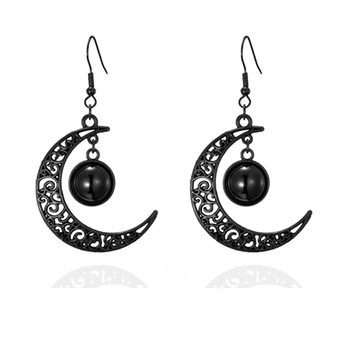 Balirek Moon Earrings Gothic Black Drop Dangle Earrings Black Halloween Jewelry for Woman