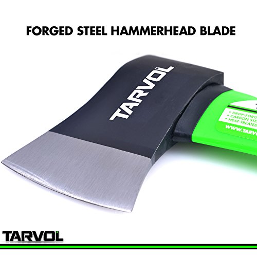 Tarvol - 14" Camping Axe, Forged Steel Hammerhead Hatchet Blade, Fiberglass Comfort Tomahawk Handle w/ 1.25LB Carbon Blade - Thumbnail 2
