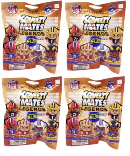 Teenymates Party Animal Squeezymates Series 2 Legends 2025 NFL Figures Blind Bags Gift Set Party Bundle - 4 Pack Small