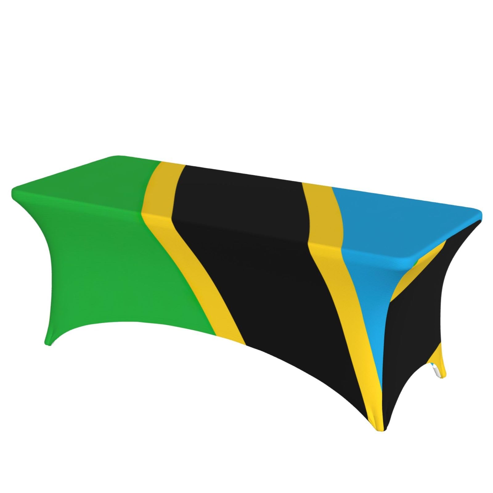NImongt Tanzania Flag Print Elastic Rectangular Tablecloth Holidays Family Banquet Wedding Party Table Cover