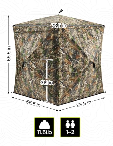 Image of TIDEWE Hunting Blind 270See Through with Carrying Bag for Turkey Hunting, Pop Up Ground Blinds, Portable Resilient Hunting Tent