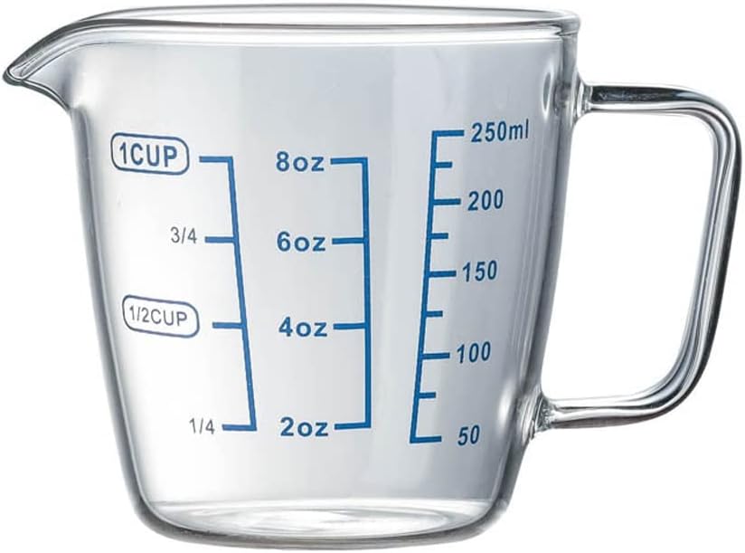 Glass measuring cup milk cup with scale glass baking measuring cup transparent cup with lid breakfast milk microwaveable (Color : 250ml)