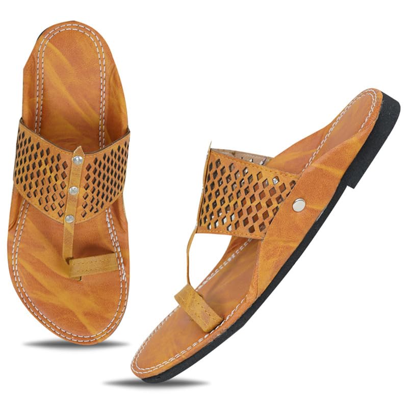 DFR Ethnic Sandals for Boys Men, Comfortable Mens Rajasthani Slippers Chappals, Color – TAN, UK Size 9 (B0D6QTDKX3) Amazon Price History, Amazon Price Tracker